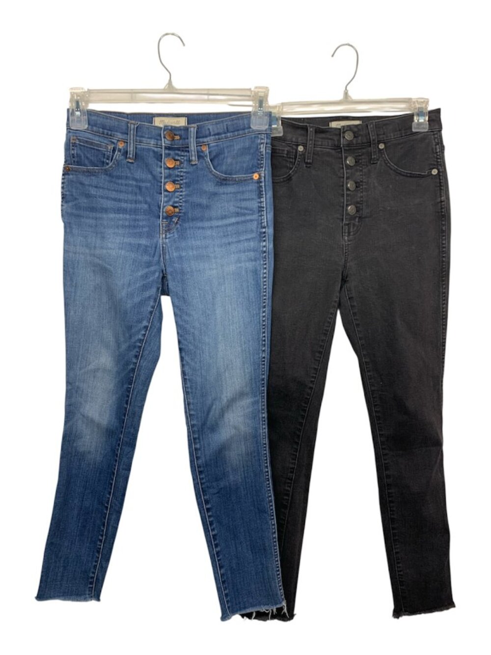 (2) Madewell Women sz 27 - 10" High-Rise Skinny & Crop Jeans Button Fly Raw Hem